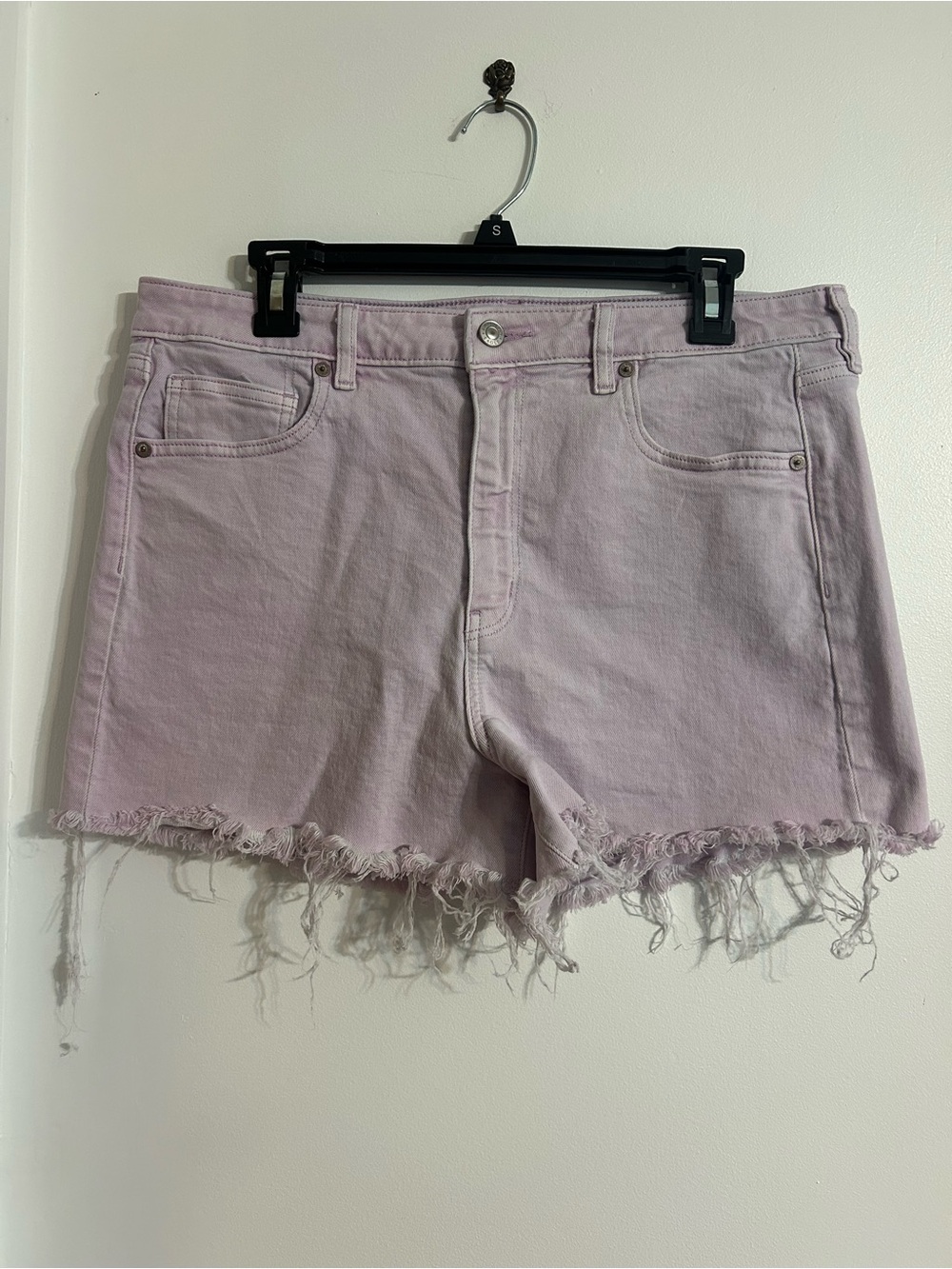 American Eagle Outfitters Pastel Lavender Frayed Hem Denim Shorts